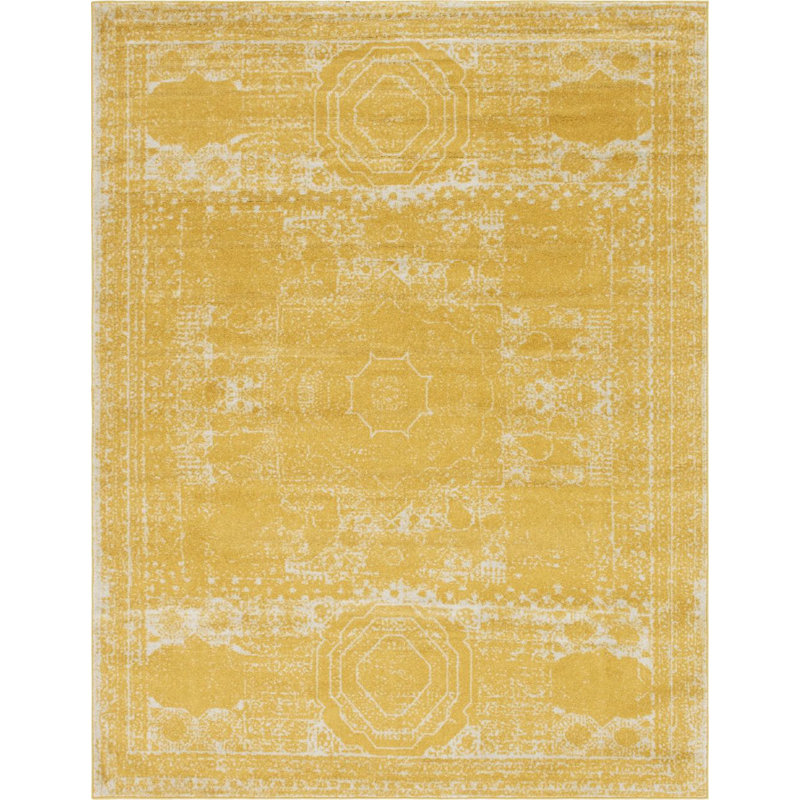 Tapis oriental jaune Vienna, Rectangle 10 pi x 14 pi