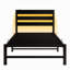 Cadre de lit plateforme simple robuste avec ports, lit à DEL multicolore, structure en métal, bruit, sous-espace, installation rapide, tête de lit noire, charge pratique, lattes en acier robuste, rangement, assemblage facile,
