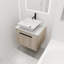Meuble-lavabo moderne de 24 po. Chêne blanc avec lavabo en céramique. Porte à fermeture en douceur pour un lavabo de moment de détente. Fixé au mur. Expérience silencieuse