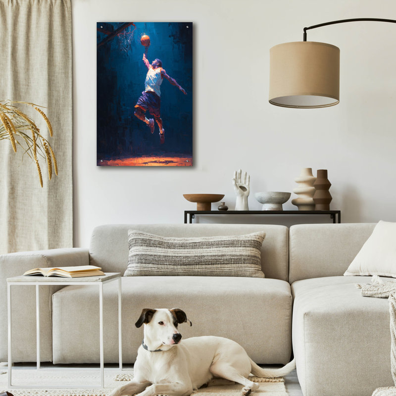Art mural en verre épique «Basketball Legend 3» par Ann Klee, 24 po x 36 po, H 36 po x l 24 po