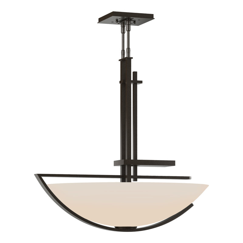 Luminaire suspendu unique et spectaculaire à 3 lumières Ondrian, Opale, Bronze frotté à l'huile