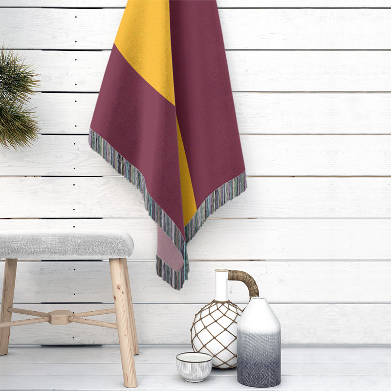 Couverture en coton Charlotte, L 37 po x L 52 po, Vin / or / vin, Basketball Cleveland