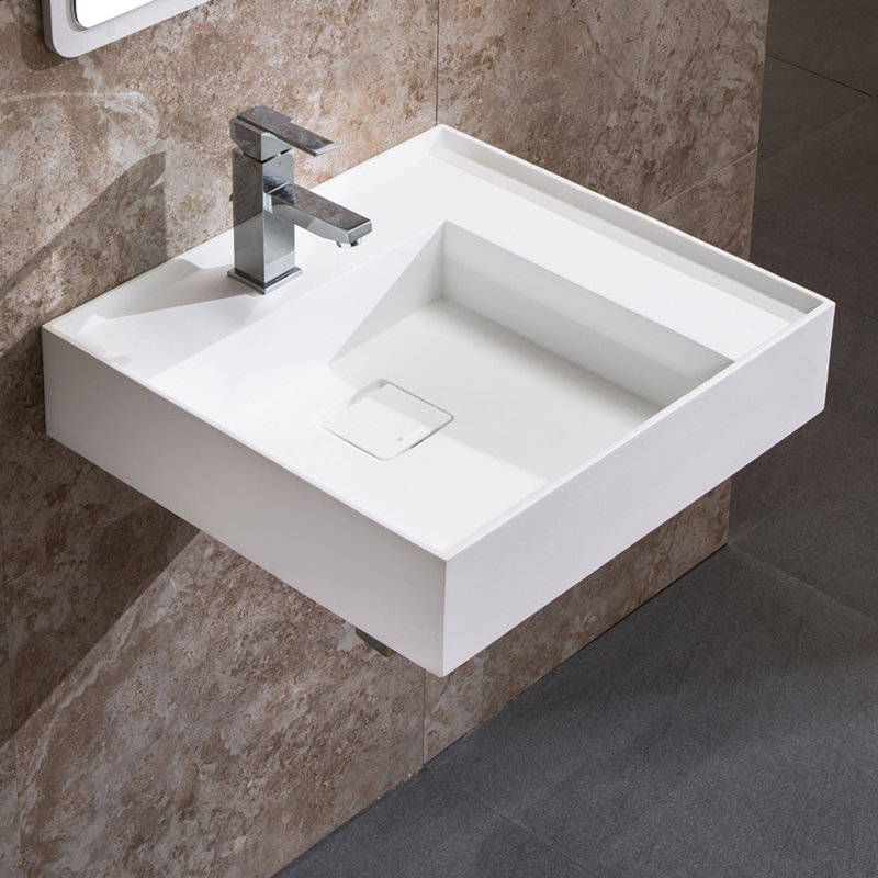 Dowell 24'' White Solid Surface Stone Rectangular Wall Mount Bathroom Sink