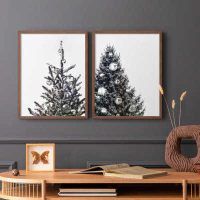 Arbre de Noël disco I - impression encadrée de qualité supérieure - prêt à être accroché - aucun clou requis - aucun clou requis