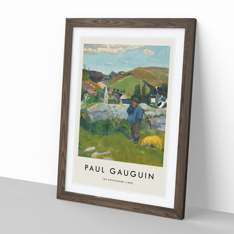 The Swineherd by Paul Gauguin - Picture Frame Painting, 65cm H x 48cm W x 2cm D, Walnut Framed