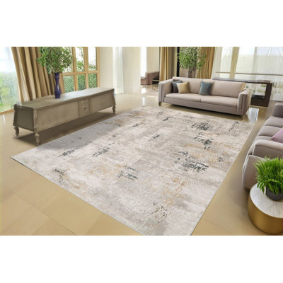 Tapis beige / ivoire à motif abstrait Shaniya