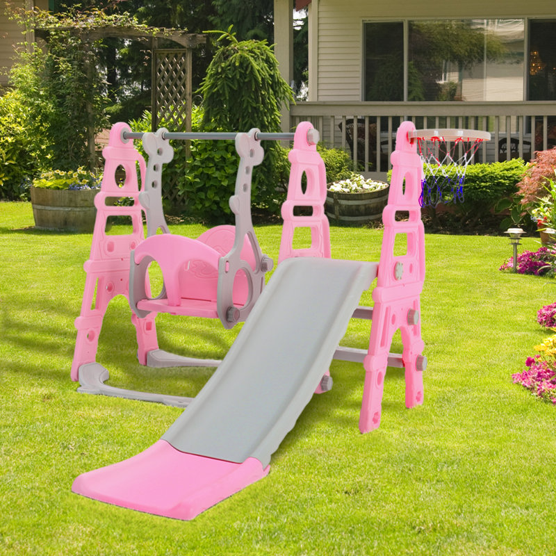 Harriet Bee Indoor Slide, Pink/Grey