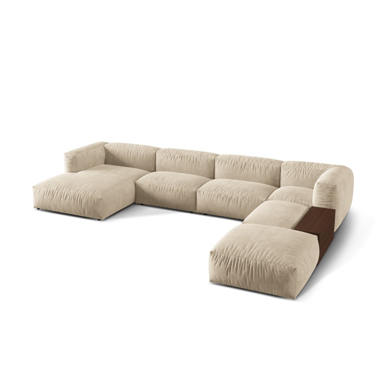 Bedar 5 Seater Velvet Corner Sofa , Right Hand Facing, Moss Green