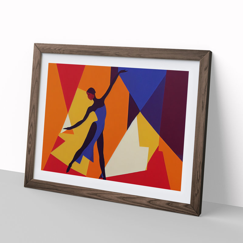 Abstract Woman Dancer Vol.1 - Single Picture Frame Print, 46cm H x 64cm W x 2cm D, Walnut