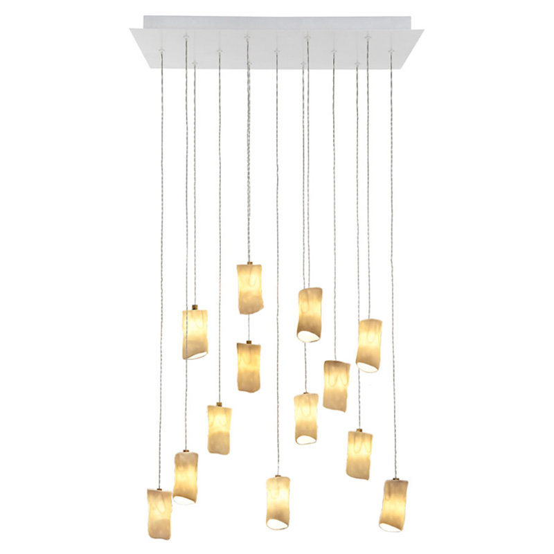 Lustre rectangulaire en porcelaine amorphe, 72" H x 26" W x 12" D, 13 - Light
