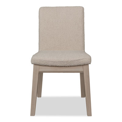 Shadrach Solid Wood Dining Chair In White Sand And Natural Linen