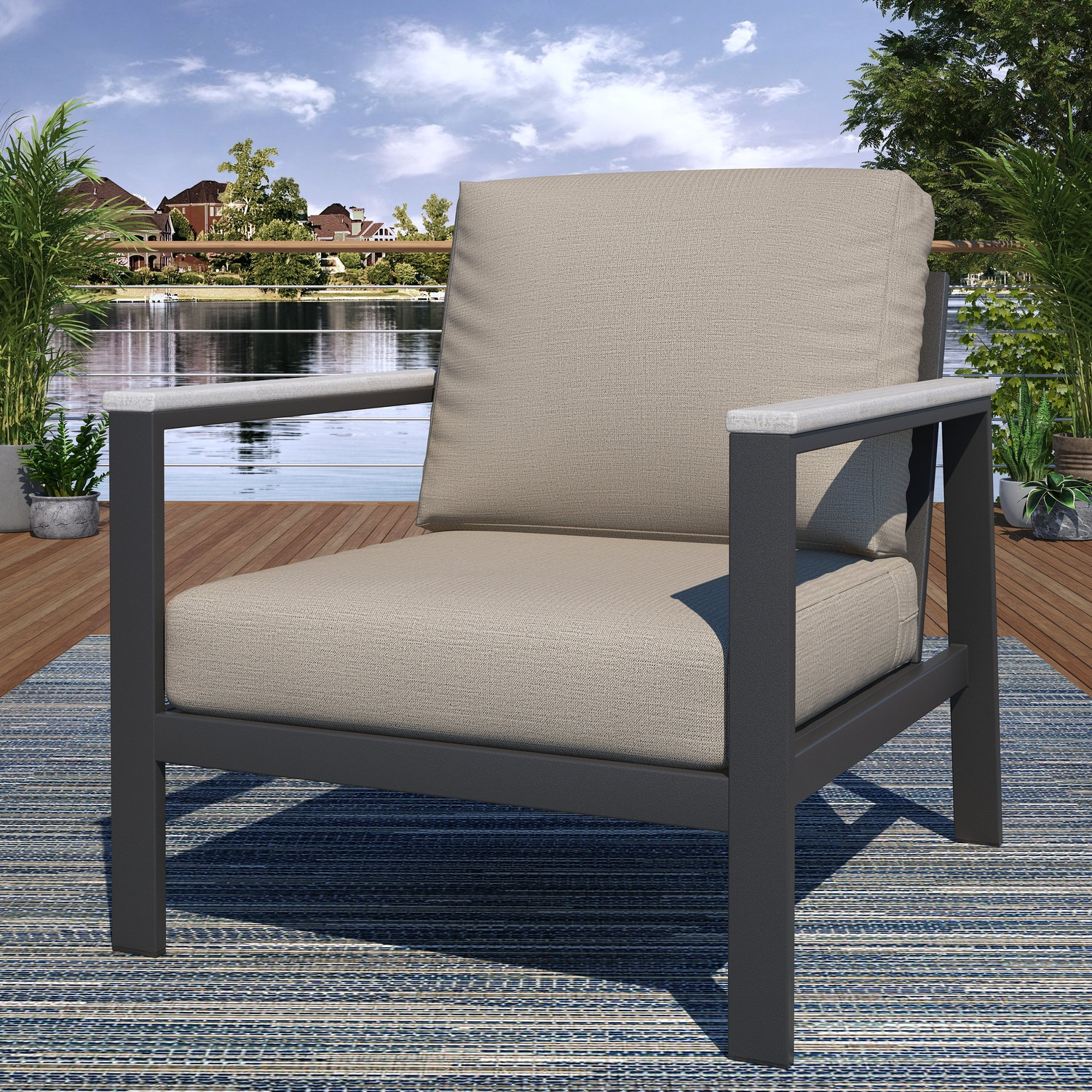 Townsend Sunbrella® Patio Lounge Chair, Sunbrella® Canvas Fern, None, No