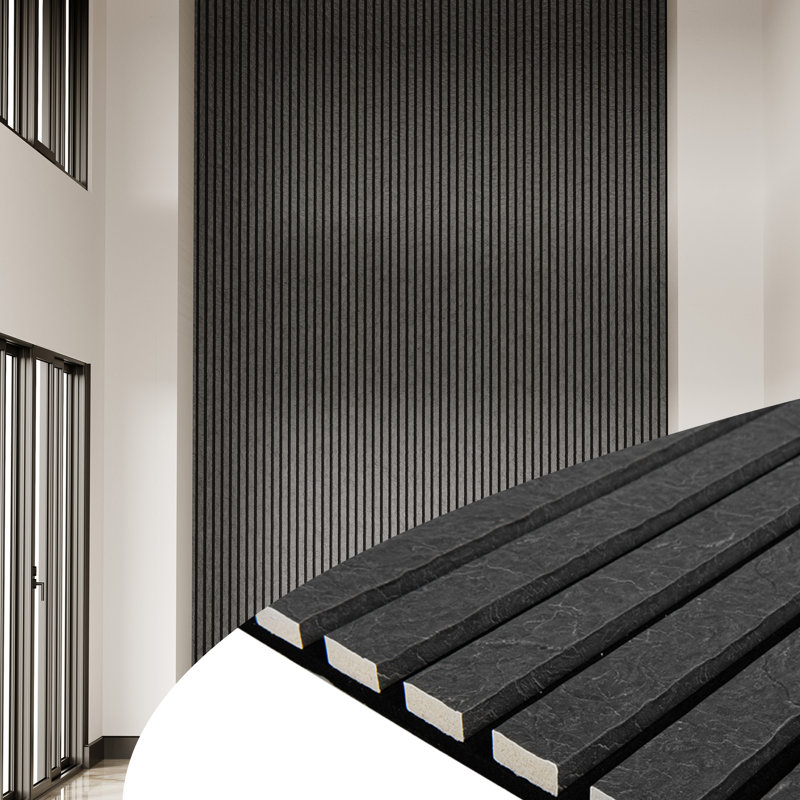 4PC x  106"L x 12.6"W  Acoustic Slat Wall Panels, 3D Faux Stone Soundproof & Waterproof Decorative Panels, (Set of 4/37.1 sq. ft.), (Set of 4/37.1 sq. ft.)