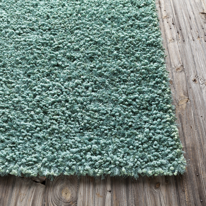 Tapis à aire unie vert moderne Benson, Aqua, Rectangle 7 pi 9 po x 10 pi 6 po
