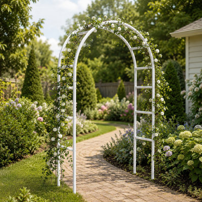 7.8FT Metal Garden Arch Trellis, Outdoor Arbor Archway for Climbing Plants and Decorative Displays