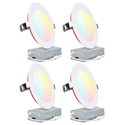 5 lumières à DEL encastrées 6 pouces avec boîte en J, 5 lumières à intensité variable Cri90, ultra-mince, 2 heures de résistance au feu