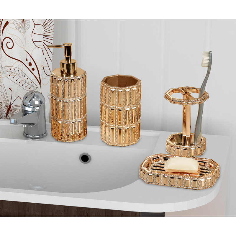 Ensemble d'accessoires de salle de bain 4 pièces , Or