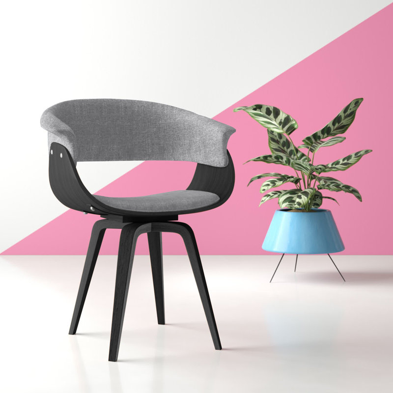 Krystyna Mid-Century Upholstered Dining Chair, Gray, Black