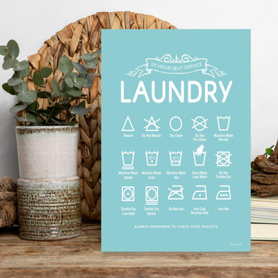Laundry Symbols Blue Modern Abstract Wall Art