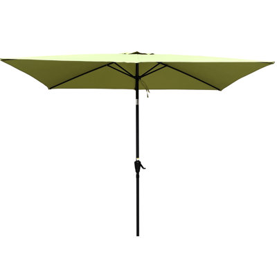 Parasol brun clair d'extérieur 9 pi x 6 pi - Résistance, assemblage facile, patio rectangulaire inclinable à bouton-poussoir de 9 pi, nervures solides,