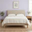 Lit tapissier Modern, minimaliste, grand, lin beige-129912536-129912534