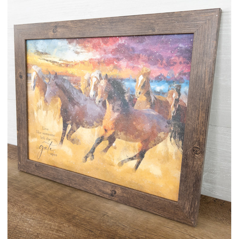 «Aprell Aprell Live Like Someone Left The Gate Open Abstract Horse», impression encadrée