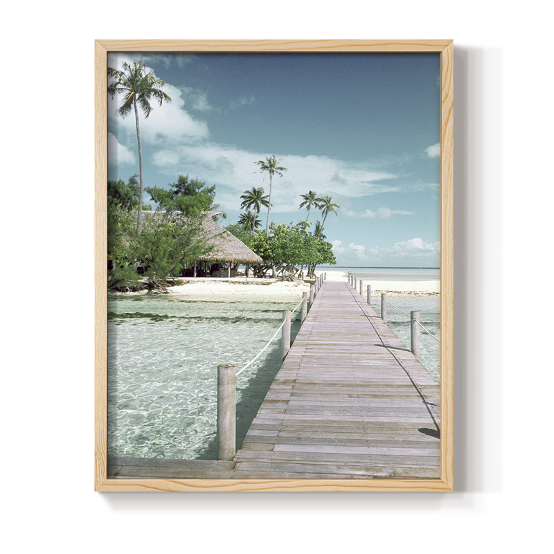 Tahiti Beach Framed Print - Solid Wood, 30" H x 24" W, Natural