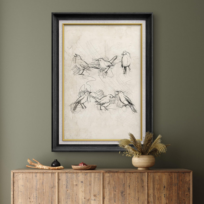 Oiseau de forêt - reproduction de cadre photo sur toile, Noir
