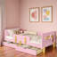 Lit plateforme avec tiroirs de rangement, garde-corps, petite tablette et crochets-342884091-342884090