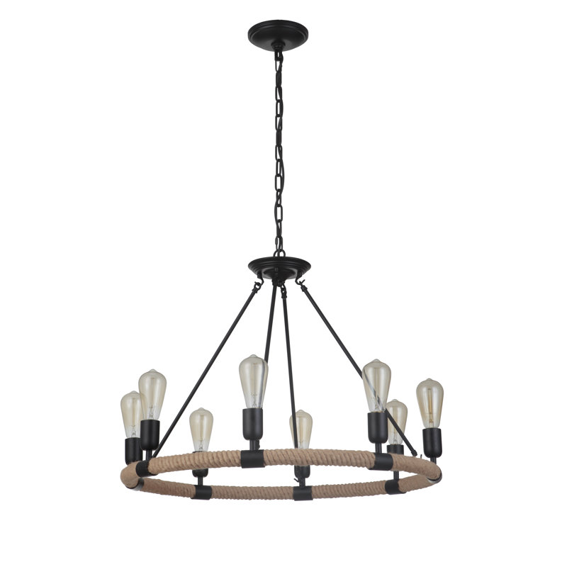 Romo 8 - Light Dimmable Wagon Wheel Chandelier