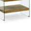 Rein Rein Table de bout rectangulaire en bois naturel et verre avec tiroir de rangement et tablette ouverte