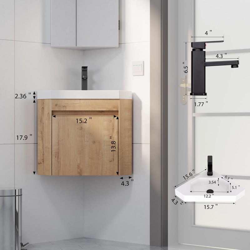 Ensemble de meuble-lavabo mural 22 po pour meuble-lavabo mural, Naturel