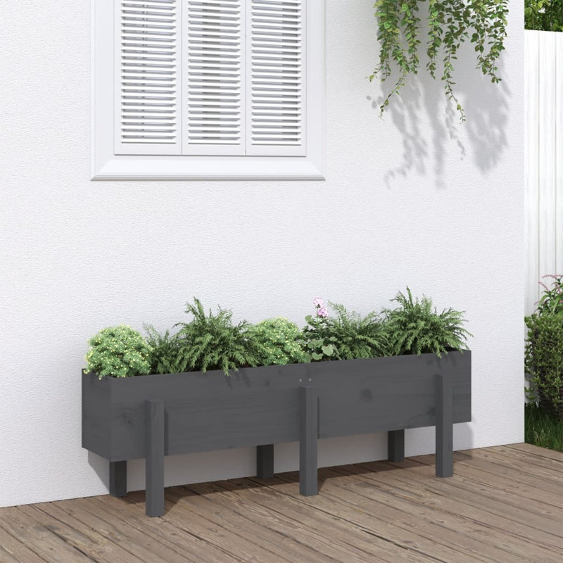Meenakshi Wood Raised Garden Bed, Grey, Pine, 57cm H x 62cm W x 50cm D