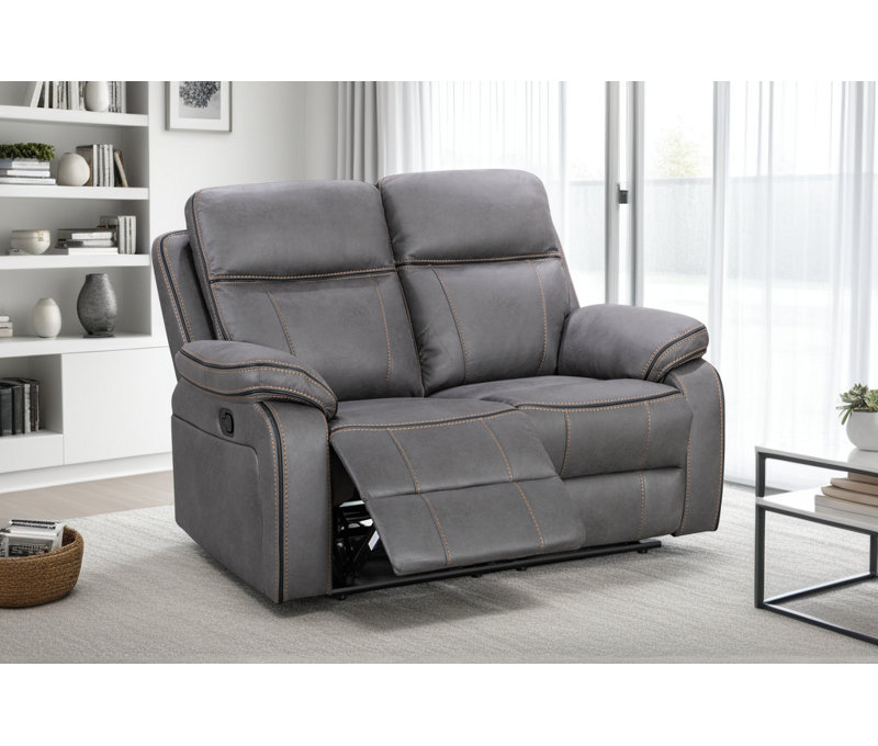 Faux Leather Reclining Sofa, 2