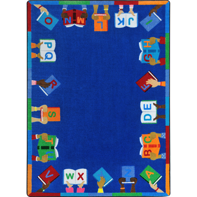 Tapis bleu livres et livres, Rectangle 5 pi 4 po x 7 pi 8 po