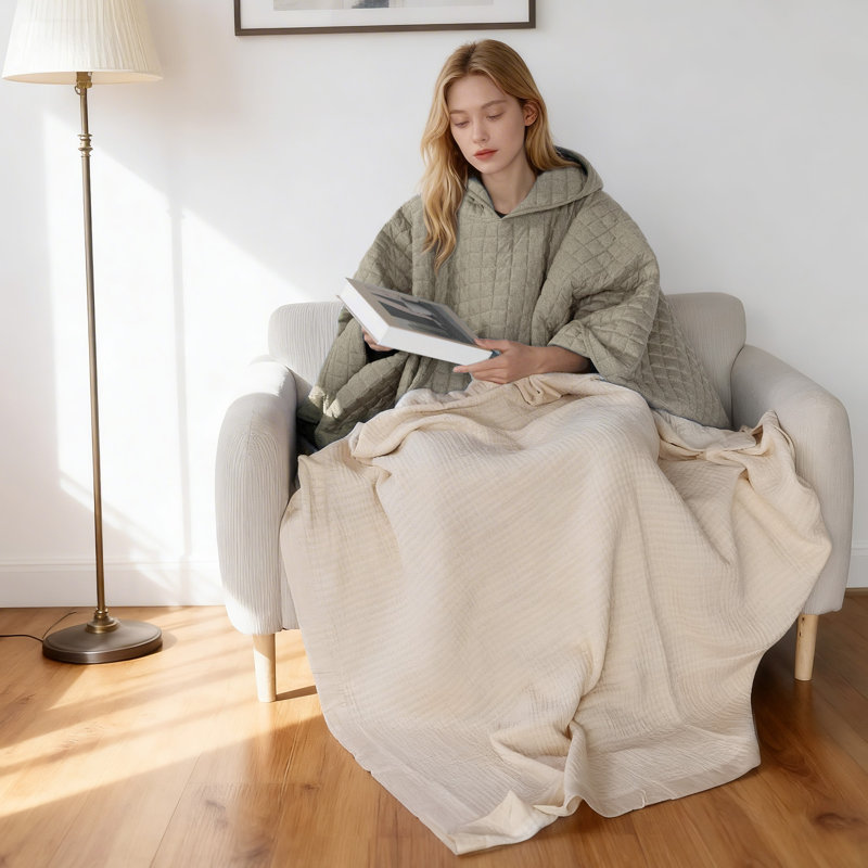 Couverture à capuche Snuggler, Beige