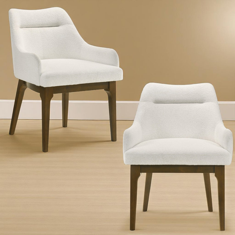 Ensemble de 2 chaises d'appoint en chenille et chêne vintage Kasha