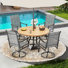 4 Person Round Outdoor Dining Set With Swivel Chair
