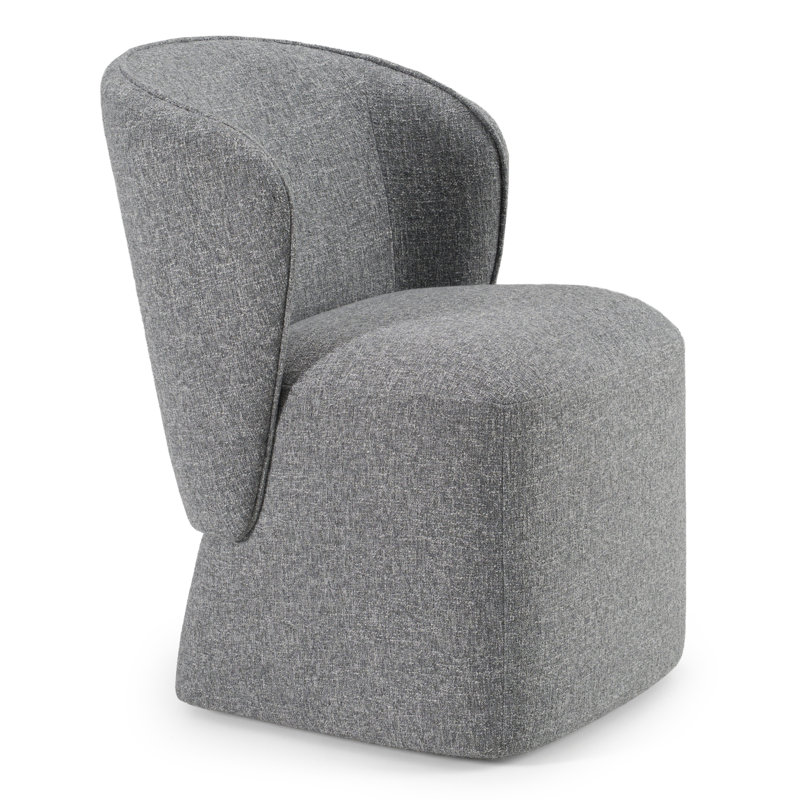 Souza - Fabric Dining Chair with Casters, Gray