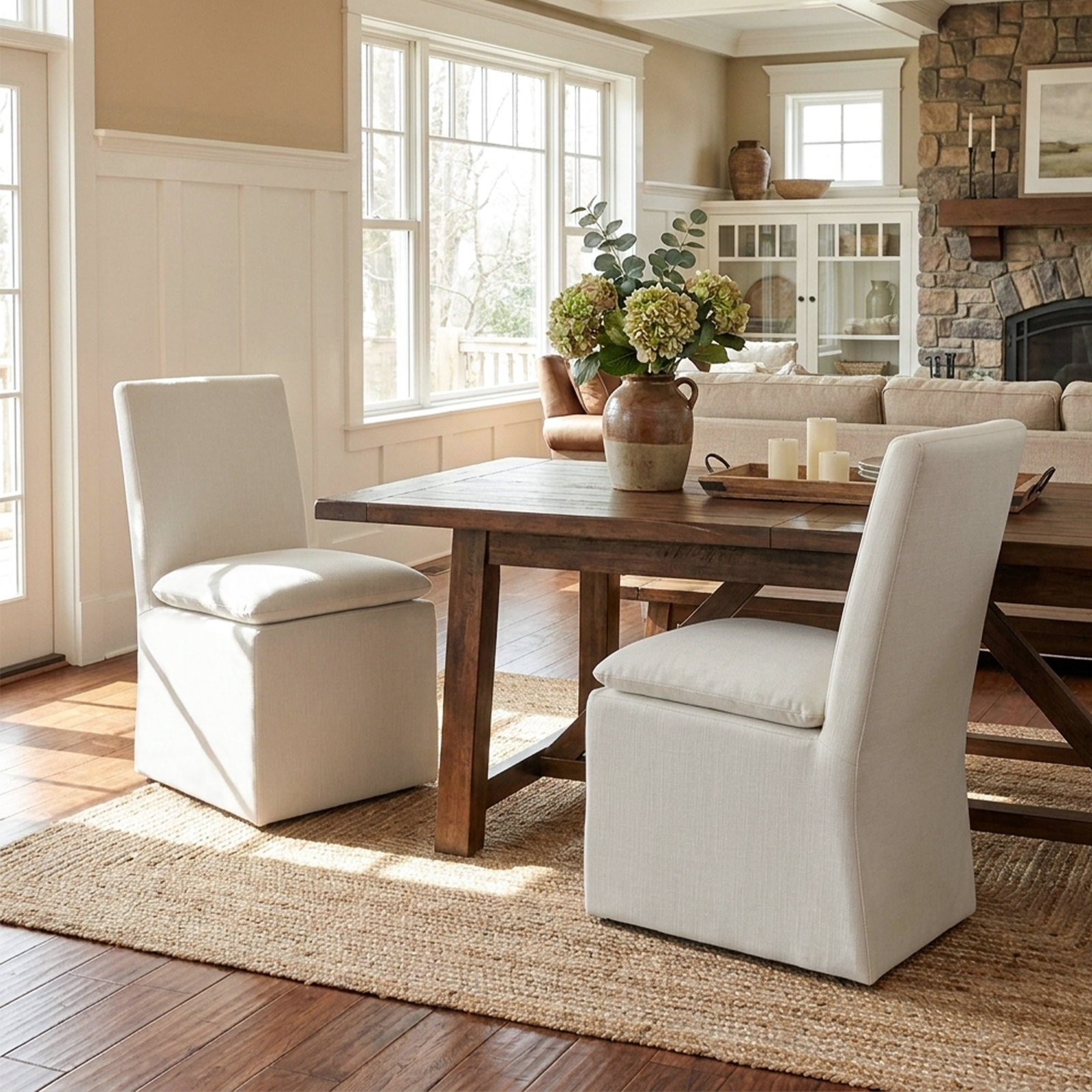 Keaton Linen Dining Chair, Ivory