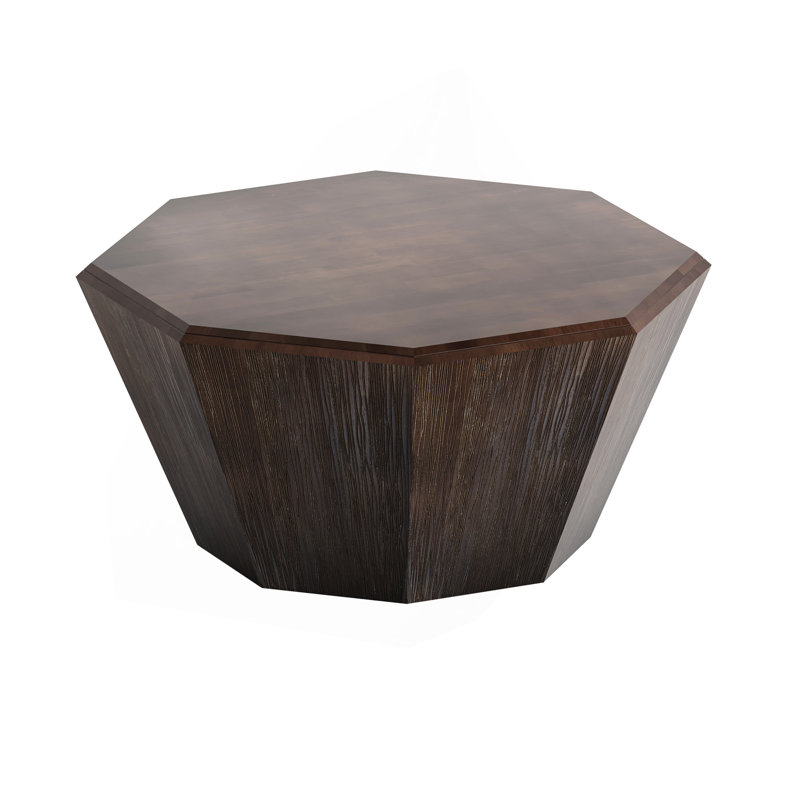 Table basse 31,5 "octogonale en bois d'hévéa noyer noir, Noyer