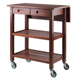 Halifax North America Mobile 36.5 High Kitchen Island Storage Trolley Cart on Wheels with Dropleaf Top | Mathis Home