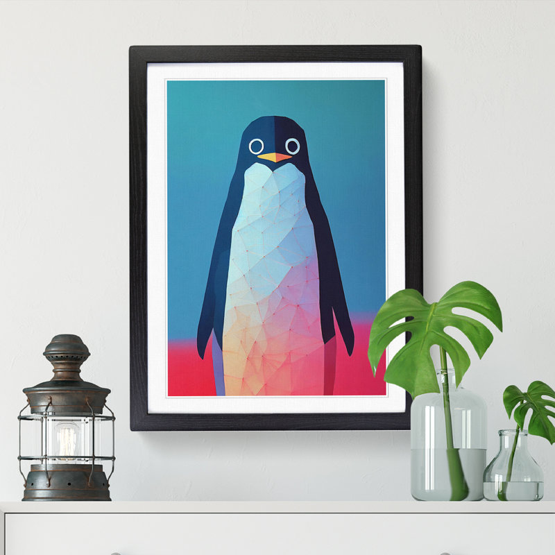 Penguin Painting Hypreprism - Single Picture Frame Print, Black, 46cm H x 34cm W x 2cm D