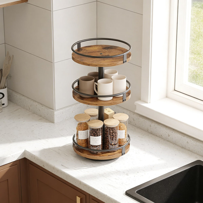 Étagère à épices rotative à 3 niveaux avec table tournante à 360 degrés, rangement vertical peu encombrant pour comptoir de cuisine, meuble-lavabo et table de salle à manger