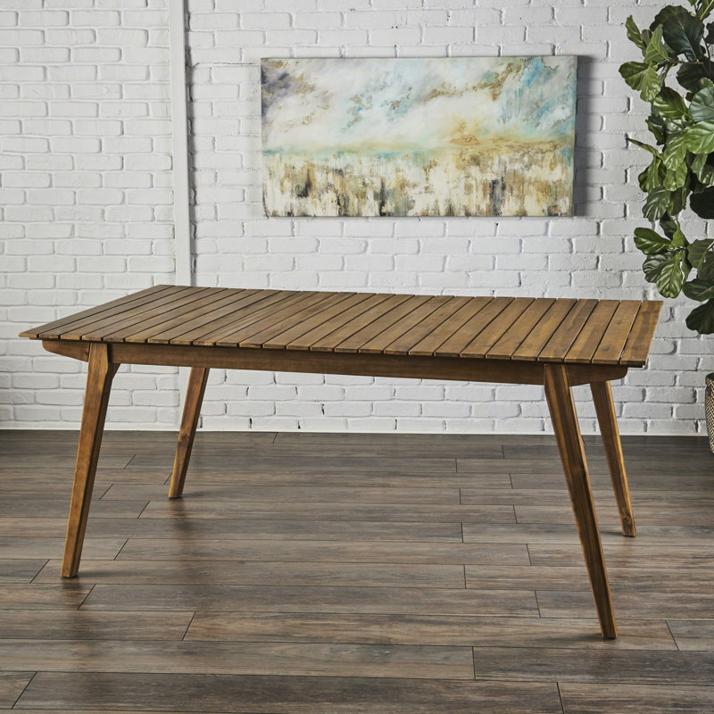 Table de salle à manger d'extérieur en bois massif de 69 po