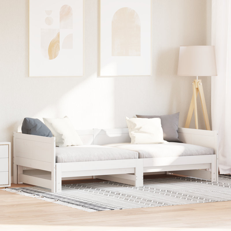 Pull-Out Day Bed 90X200 Cm Solid Wood Pine, White