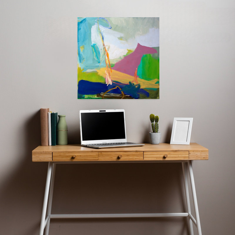 Land with Dog, art contemporain abstrait, H 18 po x l 18 po