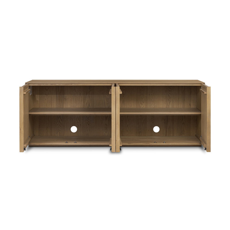 Leo 82'' W Solid Wood Sideboard, Rustic Light Natural Oak