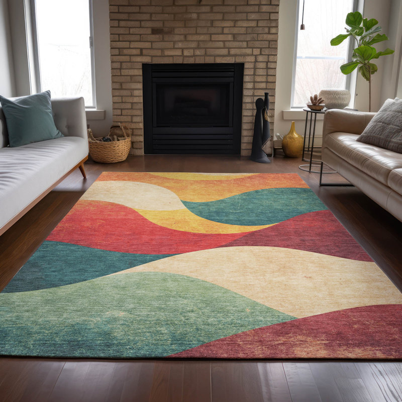Tapis tourbillon intérieur / extérieur lavable à la machine Kimberlin ACN2184, Rectangle 2 pi 6 po x 3 pi 10 po