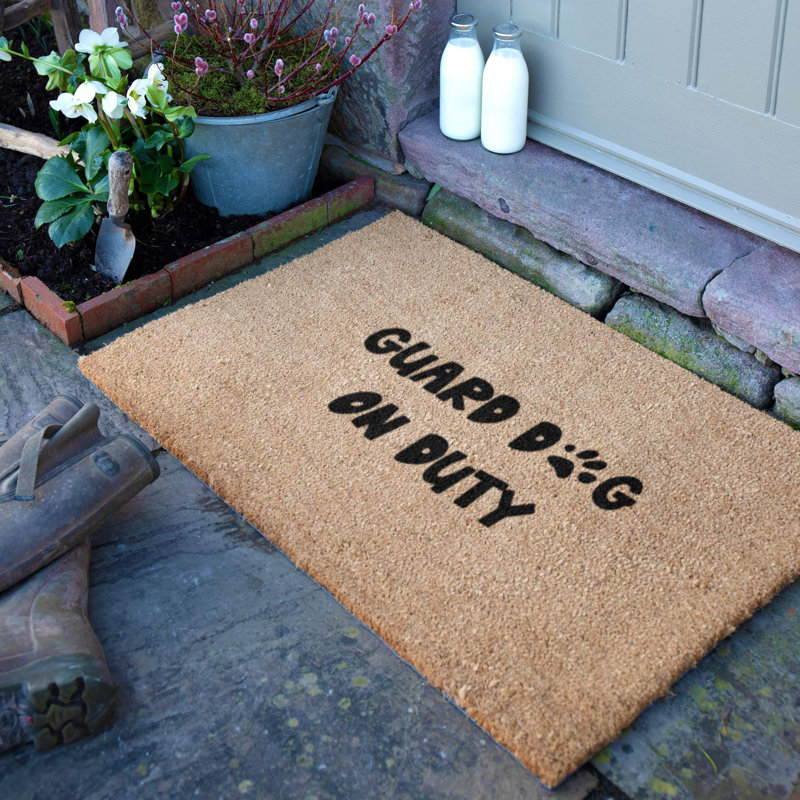 Guard Dog On Duty Coir Doormat, 90cm W x 60cm L